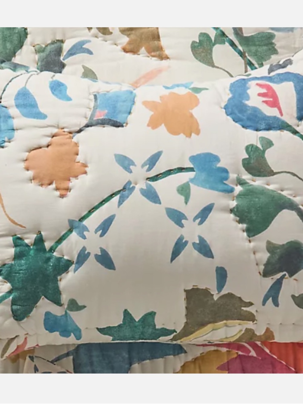 Anthropologie Sawyer Cotton Voile Euro Sham - White with Blue & Pink Floral